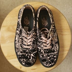 Velvet Pink and Black Platform Vans